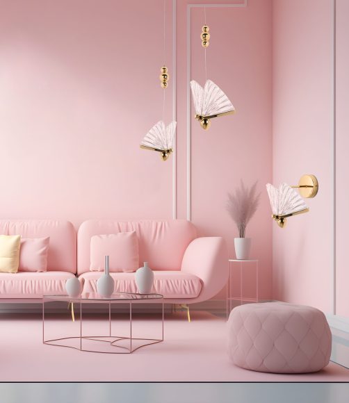 Room interior in pink tones